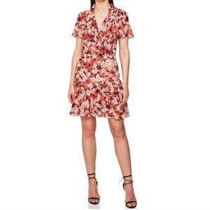 REISS Marseille Floral Print Ruffle Tiered A-Line Dress